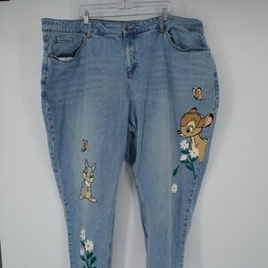 Hot Topic X Disney Character Mom Jeans BAMBI & THUMPER Stretch Tapered Size 28
